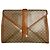 Céline Clutch in pelle monogramma Triomphe vintage di Celine beige e marrone D'oro
