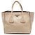 Double Borsa Prada in vitello lucido marrone con doppio manico e tasche gemelle Beige