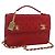 CHANEL Matelassé 23 Bolsa de Cadena Doble con Cierre de Cordero Rojo CC Auth 166468SAM Roja Dorado