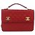 CHANEL Matelassé 23 Bolsa de Cadena Doble con Cierre de Cordero Rojo CC Auth 166468SAM Roja Dorado - vista 13