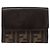 Portafoglio in tela Zucca FENDI in pelle nera e marrone Auth am10756V - vista 13