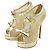 Christian Louboutin Python Lackleder Mesh Stiefelsandalen Golden