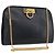 Borsa a spalla in pelle Gancini Chain di Salvatore Ferragamo, blu navy, oro, Auth 171314