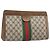 GUCCI GG Supreme Web Sherry Line Clutch Bag PVC Beige Rosso Auth ti3685