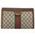 GUCCI GG Supreme Web Sherry Line Clutch Bag PVC Beige Rosso Auth ti3685 - vista 2