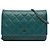 Wallet On Chain Chanel Blue CC Geldbörse aus gestepptem Lammleder mit Kette Blau
