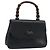 Borsa a mano in pelle Gucci Bamboo nera e oro Auth ep13556 Nero D'oro
