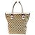Borsa tote Gucci in tela monogram beige e pelle bianca Marrone Bianco