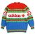 Suéter de lana de punto Gucci×adidas con patrón G entrelazado y línea Web Roja Azul Verde Crudo