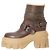 Stivaletti in pelle marrone con lacci in shearling Casadei Rosso - vista 2