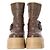 Stivaletti in pelle marrone con lacci in shearling Casadei Rosso - vista 4