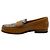 Hermès Hellbraune Leder Kennedy Slipper mit Leopardenmuster-Vamp - Ansicht 3