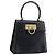 Bolso de mano Gancini de cuero negro y dorado Auth 173237 de Salvatore Ferragamo