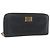 Runder Langer Geldbeutel aus Leder Schwarz Gold Authentisch Christian Dior am10801