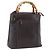 Borsa a mano in pelle Gucci Bamboo marrone scuro oro Auth 173575 D'oro