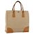 PRADA Borsa a Mano in Tela Pelle Beige Argento Auth fm5148