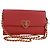 Saffiano PRADA Borsa a spalla con catena Portafoglio a spalla in pelle Safiano Rosso Oro Auth 168938V D'oro