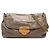 Borsa a spalla Prada in vitello lucido marrone con chiusura a pressione Taupe