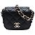 Chanel Mini CC Schwarz aus gestepptem Lammleder mit Häkelverschluss
