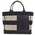 Valextra Border Tote Bag aus Canvas Schwarz Weiß Marineblau
