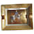 Hermès Hermes Ashtray 24 Karat Gold 2 Samurai with Horse Brown White Golden  - view 1