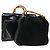 Bamboo Bolsa de mão GUCCI em couro envernizado 2 peças Preto Auth bs33355