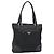 Borsa Tote PRADA in nylon e pelle nera dorata Auth fm5143 Nero D'oro