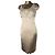 Autre Marque Champagner Spitzen- und Satin-Kleid Beige