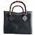 Borsa a mano Gucci Bamboo in pelle e camoscio nero