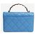 Chanel Pequena bolsa transversal de couro de cordeiro azul acolchoada - vista 4