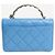 Chanel Pequena bolsa transversal de couro de cordeiro azul acolchoada - vista 5