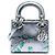 Dior Mini Metallico Argento in Pelle di Agnello Stampata Floreale Lady Dior