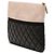 Clutch Chanel nera media in pelle di agnello e vitello trapuntata con perle O Beige - vista 2