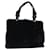 PRADA Borsa a Mano Velluto Nero Argento Auth bs33444
