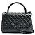 Borsa a Spalla Coco Handle in Pelle di Vitello Invecchiata per Donne CHANEL Nero