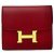 Constance Hermès HERMES Cartera Mini Bifold Compacta de Cuero en Rouge Grenat Roja