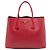 Prada Rotes Mittleres Saffiano Leder Doppeltes Handtasche
