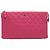 Clutch Doble Cierre de Caviar Acolchado Rosa CC Esmalte de Chanel