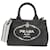 Borsa in denim da donna Prada Canapa Nero Bianco