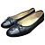 Chanel Metallic Navy Leder Ballerinas mit CC Logo Schleife Schwarz