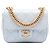 Chanel Mini Quadrato Blu in Pelle di Vitello Grana con Catena Blu chiaro