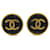 Orecchini a clip in metallo e plastica Chanel Coco Mark Nero D'oro