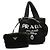 Borsa 2 in 1 in shearling e pelliccia di pecora con logo Prada Nero - vista 2