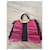 Sac fourre-tout en cuir rose et noir avec détail en nœud Valentino Garavani  - vue 8