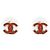 Chanel 2005 Orecchini Micro in Metallo Argento CC con Smalto Rosso