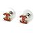 Chanel 2005 Orecchini Micro in Metallo Argento CC con Smalto Rosso - vista 2