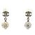 Orecchini a goccia in metallo argento con strass Chanel
