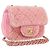 CHANEL Mini Matelassé 15 Bolsa de Ombro com Corrente Lã Rosa Ouro CC Auth 173407SAM Dourado
