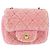 CHANEL Mini Matelassé 15 Bolsa de Ombro com Corrente Lã Rosa Ouro CC Auth 173407SAM Dourado - vista 2