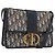 Borsa a spalla in tela obliqua Trotter Christian Dior blu navy e oro Auth bs33570 D'oro